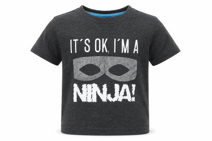 Front view of Urban Rascals boys’ grey basic t-shirt, size 3, years - ninja