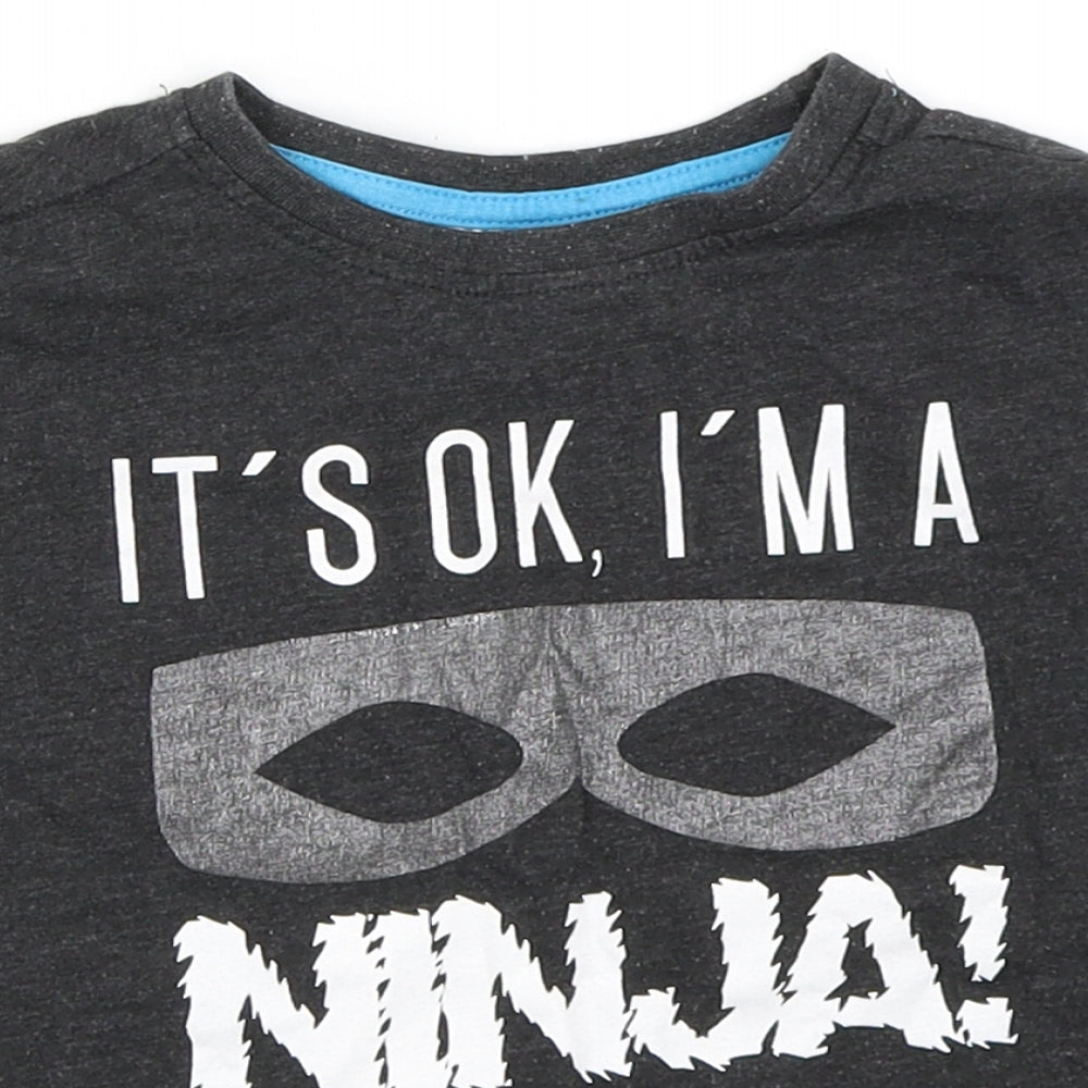 Urban Rascals Boys Grey   Basic T-Shirt Size 3 Years  - Ninja
