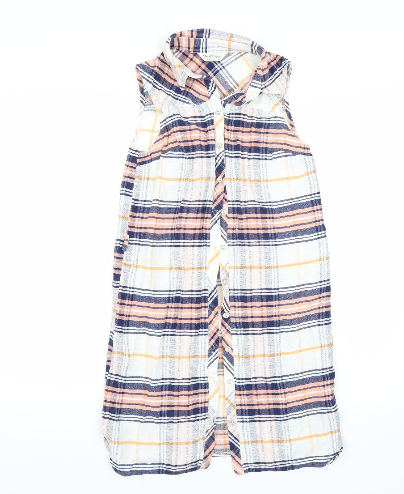 Miss Selfridge Womens White Check  Basic Button-Up Size 4