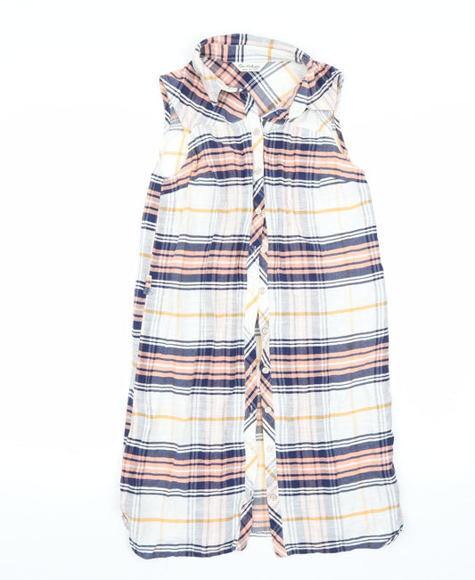 Miss Selfridge Womens White Check  Basic Button-Up Size 4