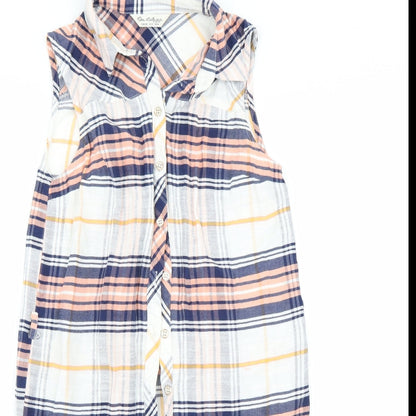 Miss Selfridge Womens White Check  Basic Button-Up Size 4