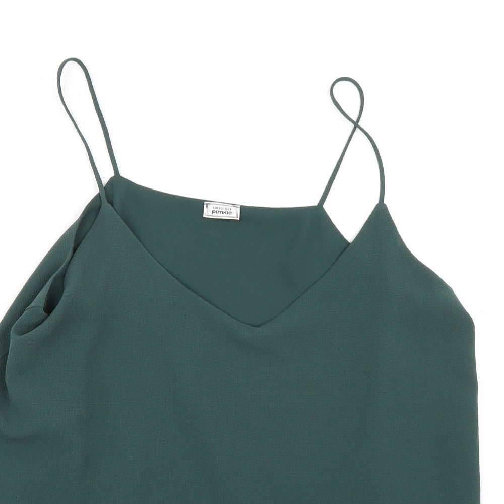 Womens UK Size M Pimkie Green Basic Tank