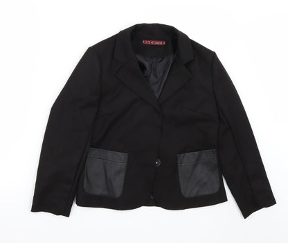 Additional front view of Pixie + diamond women’s black jacket coat, size UK 8
