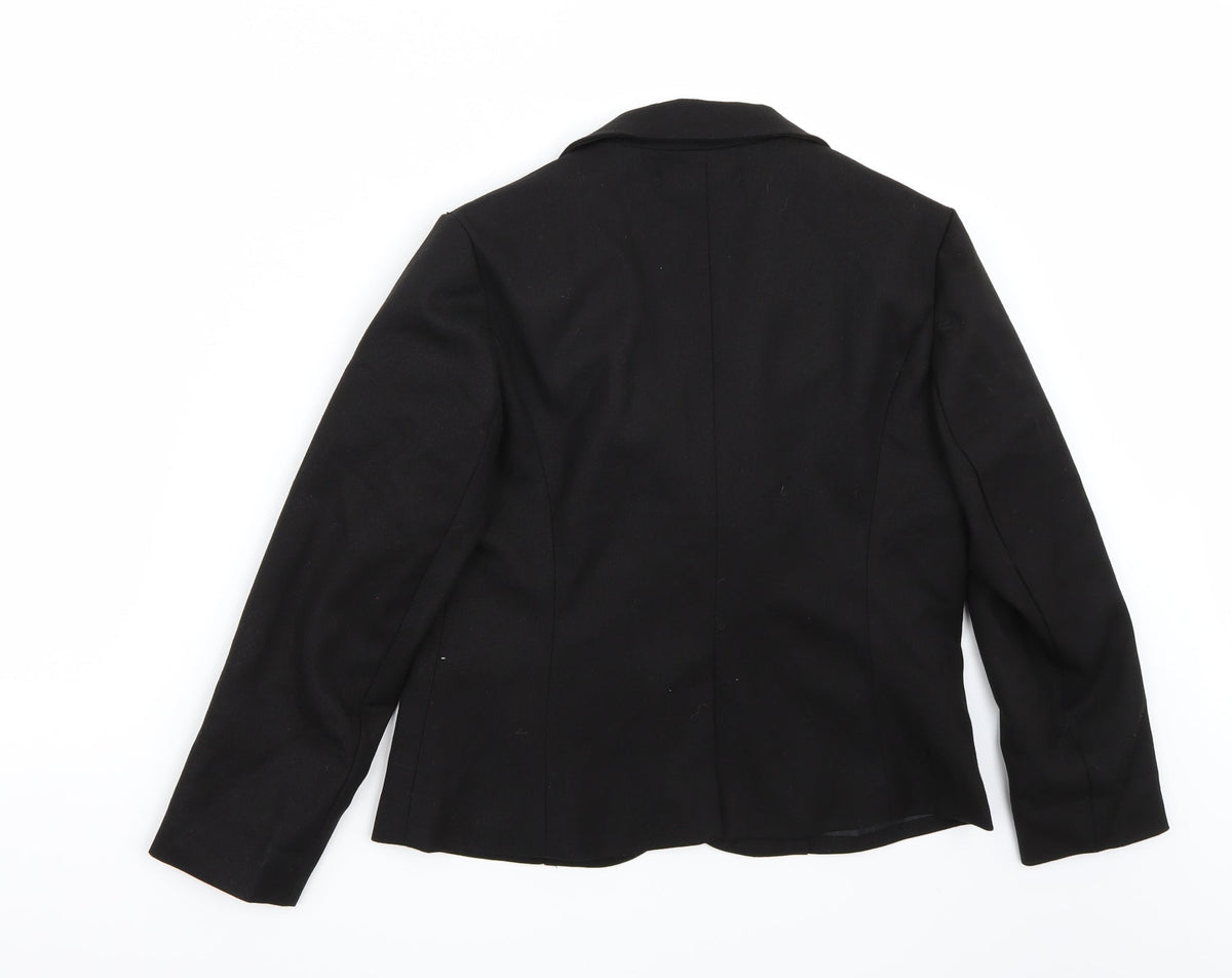 Back view of Pixie + diamond women’s black jacket coat, size UK 8