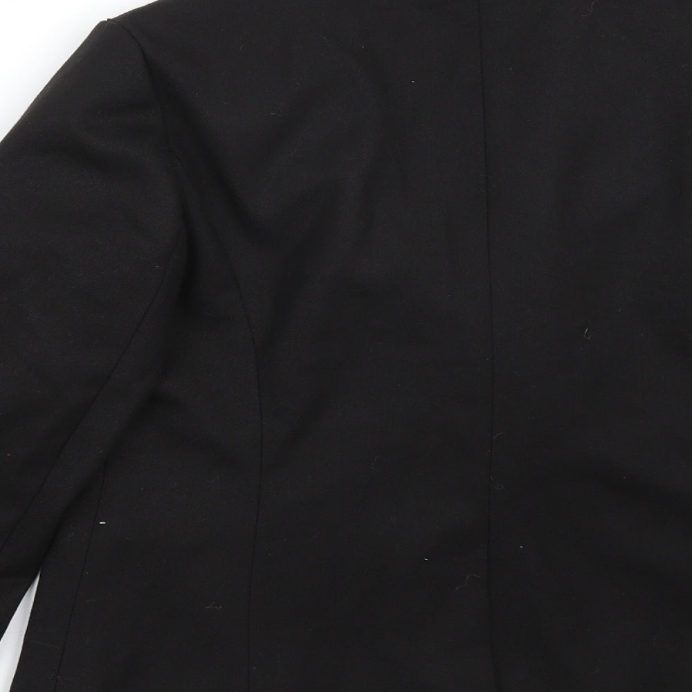 Brand and care label for Pixie + diamond women’s black jacket coat, size UK 8