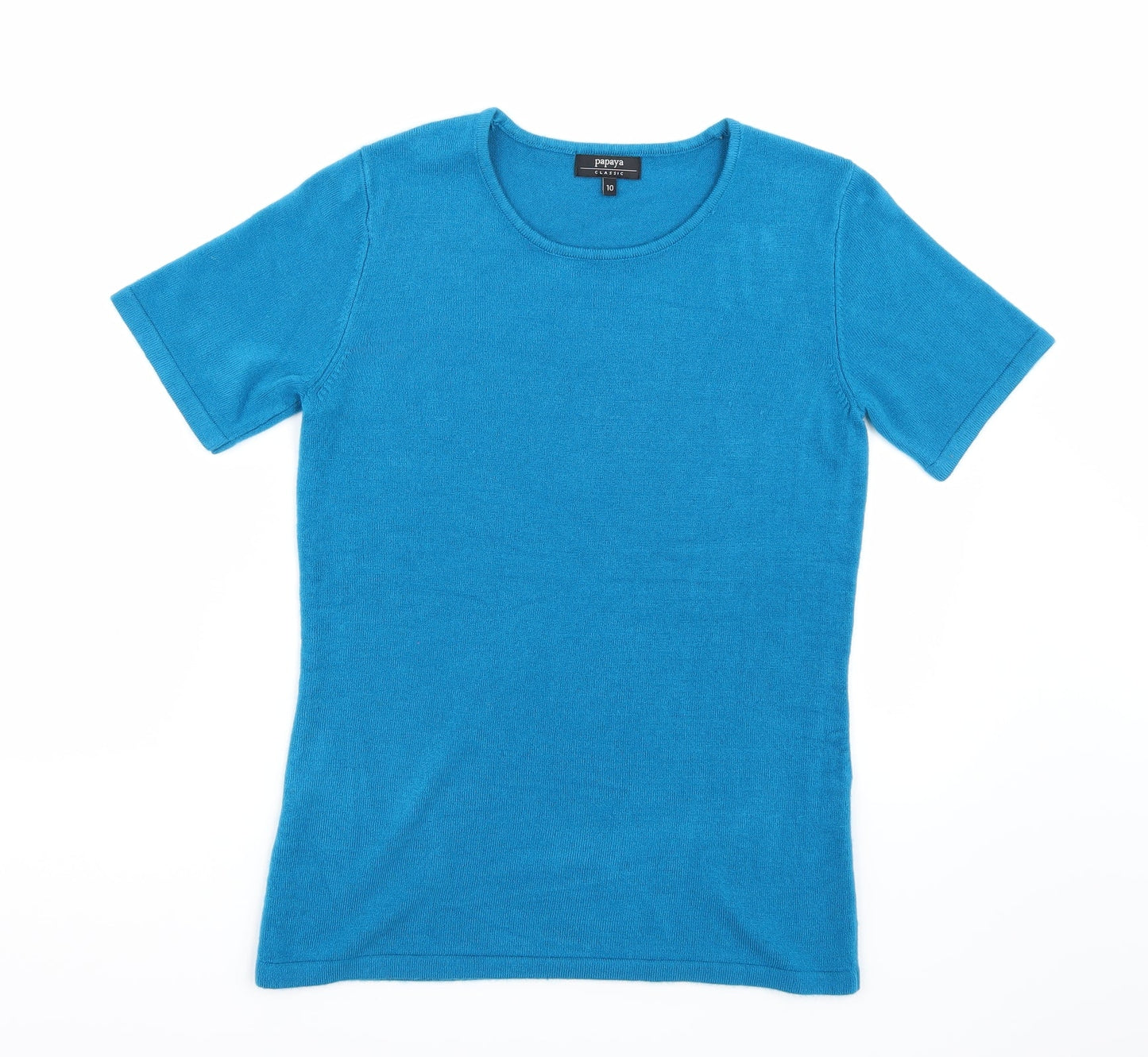 Womens UK Size 10 Papaya Blue Basic T-Shirt