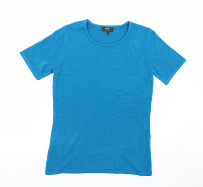 Womens UK Size 10 Papaya Blue Basic T-Shirt