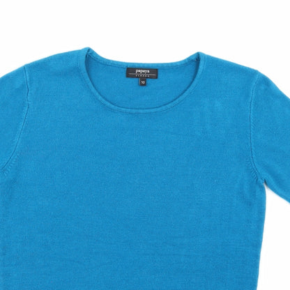 Womens UK Size 10 Papaya Blue Basic T-Shirt