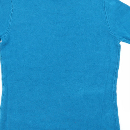 Womens UK Size 10 Papaya Blue Basic T-Shirt