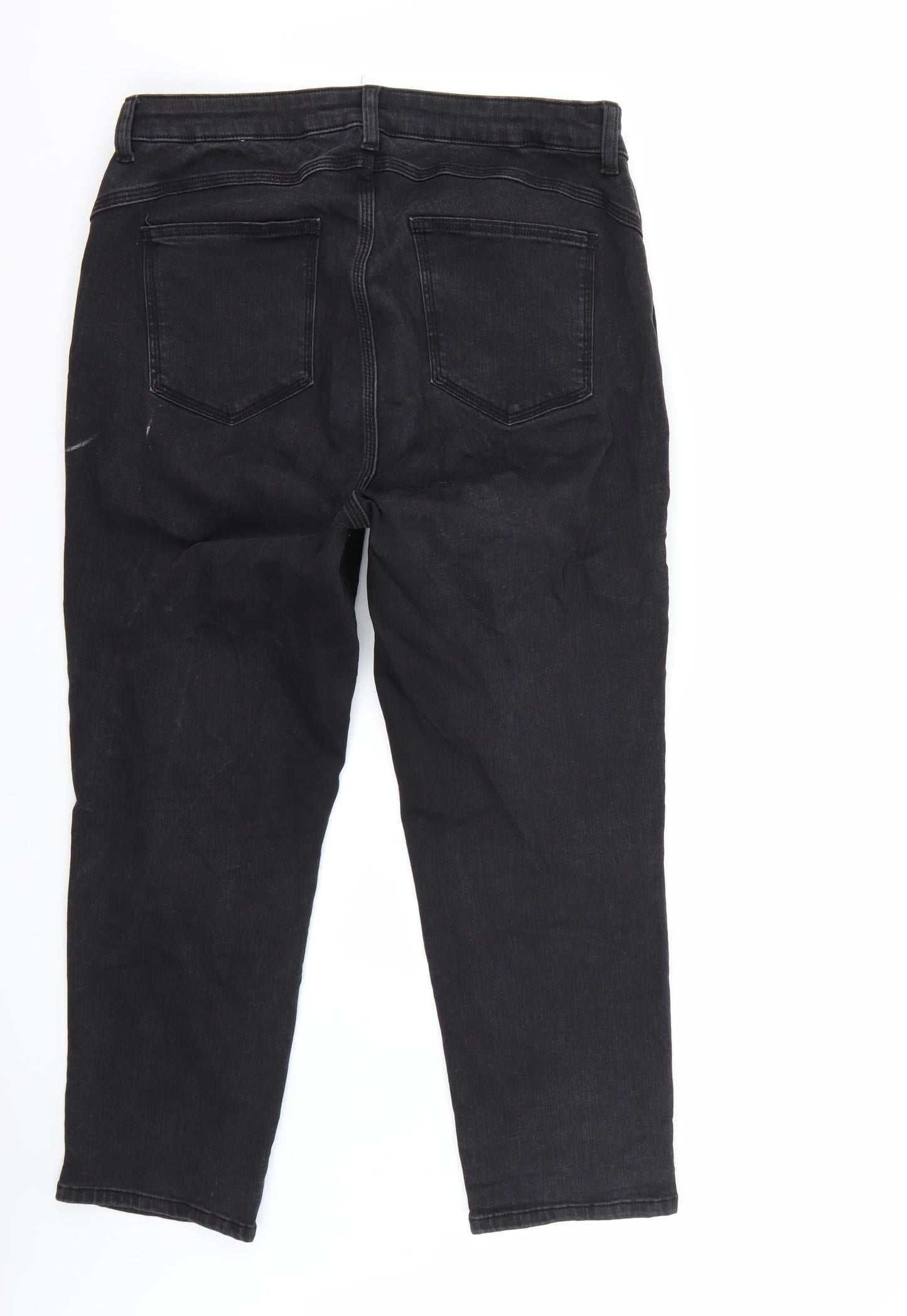 Womens UK Size  Preworn Regular Fit Cropped Black Jeans
