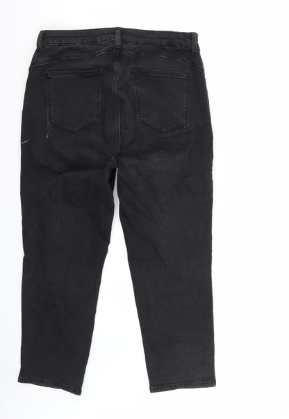 Womens UK Size  Preworn Regular Fit Cropped Black Jeans