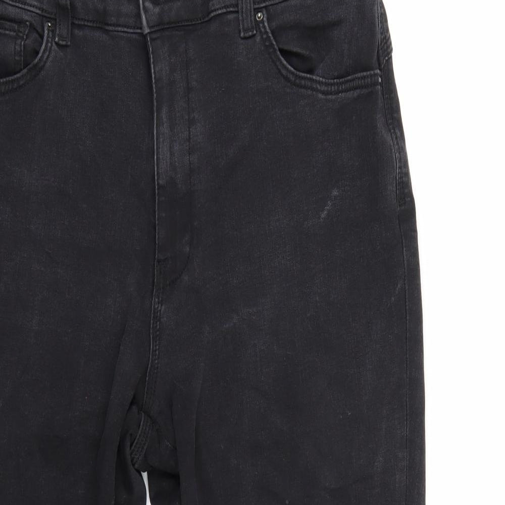 Womens UK Size  Preworn Regular Fit Cropped Black Jeans