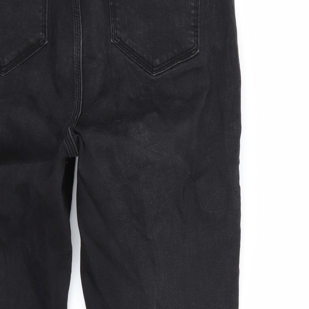 Womens UK Size  Preworn Regular Fit Cropped Black Jeans