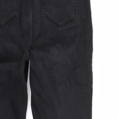 Womens UK Size  Preworn Regular Fit Cropped Black Jeans