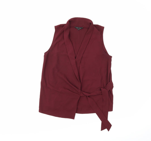 Womens UK Size 10 New Look Red Basic Blouse