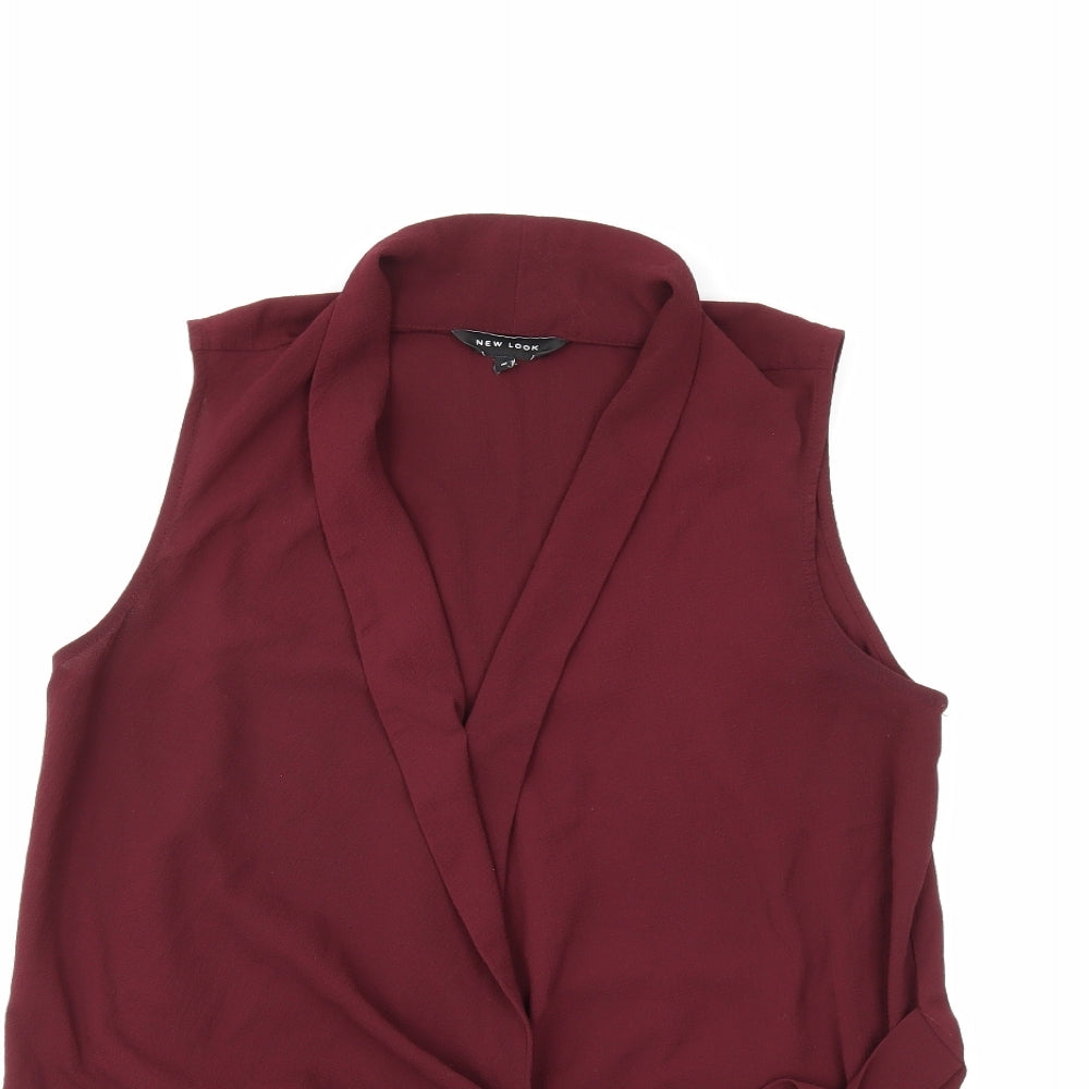 Womens UK Size 10 New Look Red Basic Blouse