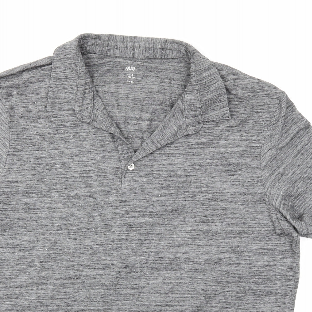 H&M Mens Grey    Polo Size XL
