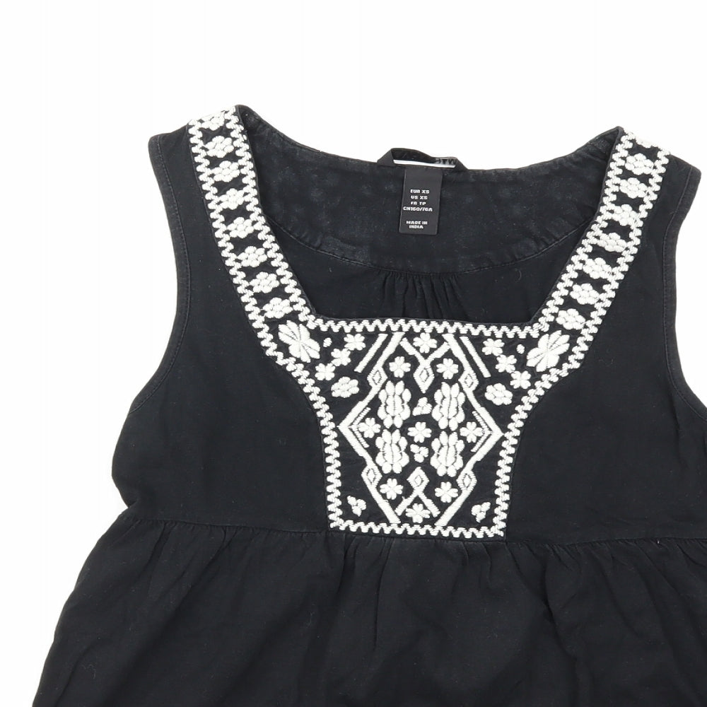 Womens UK Size XS H&M Black Basic Tank