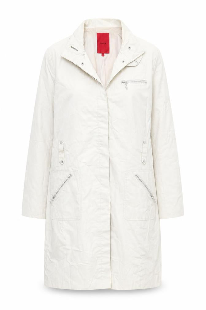 Front view of John women’s beige overcoat coat, size UK 12