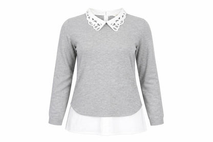 Front view of NAF NAF women’s grey knit jumper, size S