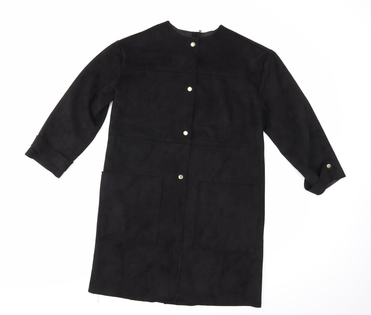 Additional front view of Voyles women’s black overcoat coat, size S