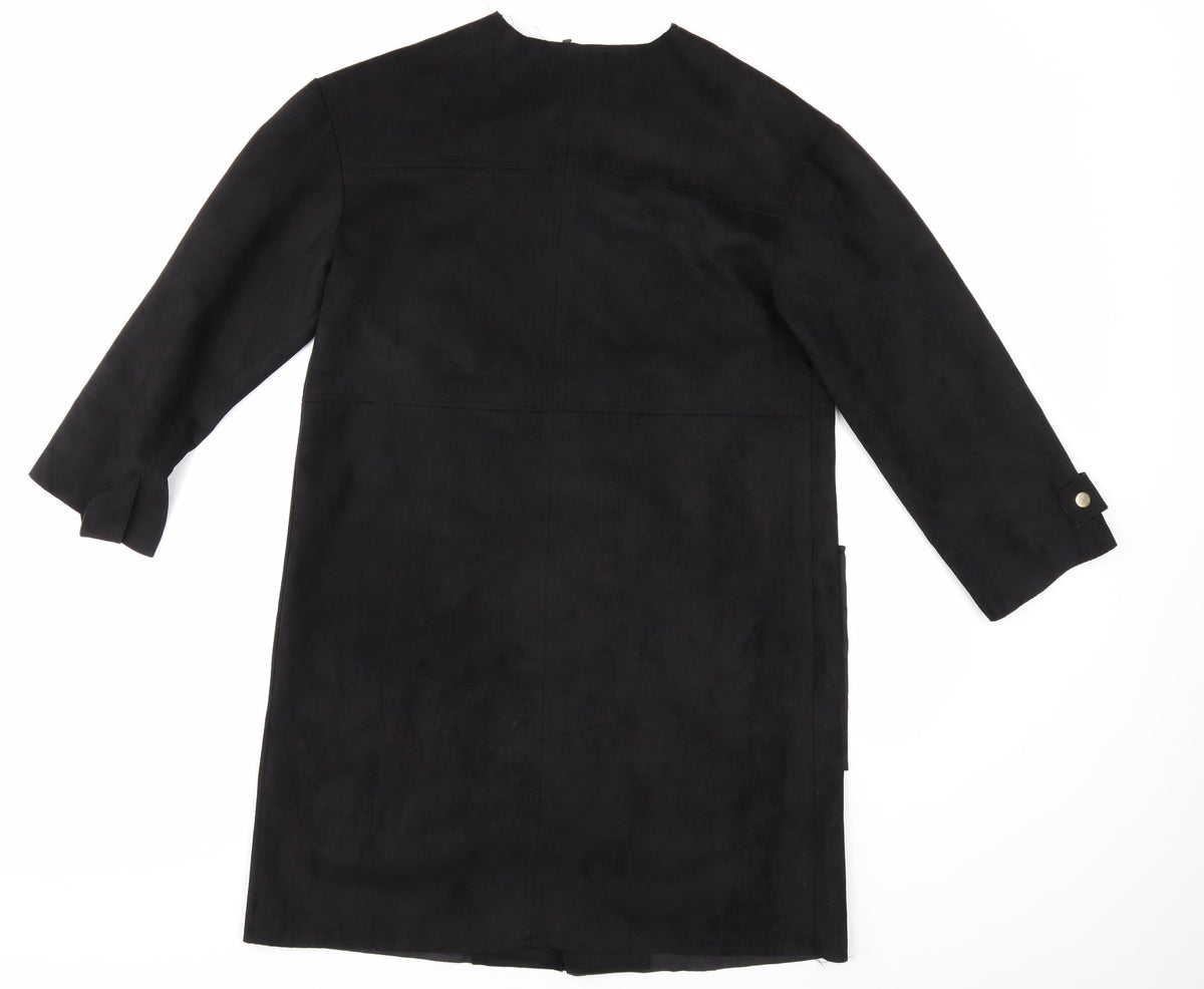 Back view of Voyles women’s black overcoat coat, size S