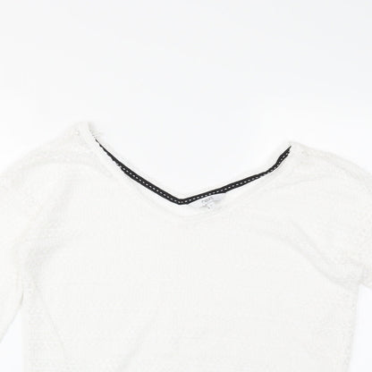 Close-up detail of Next women’s white jumper, size UK 6