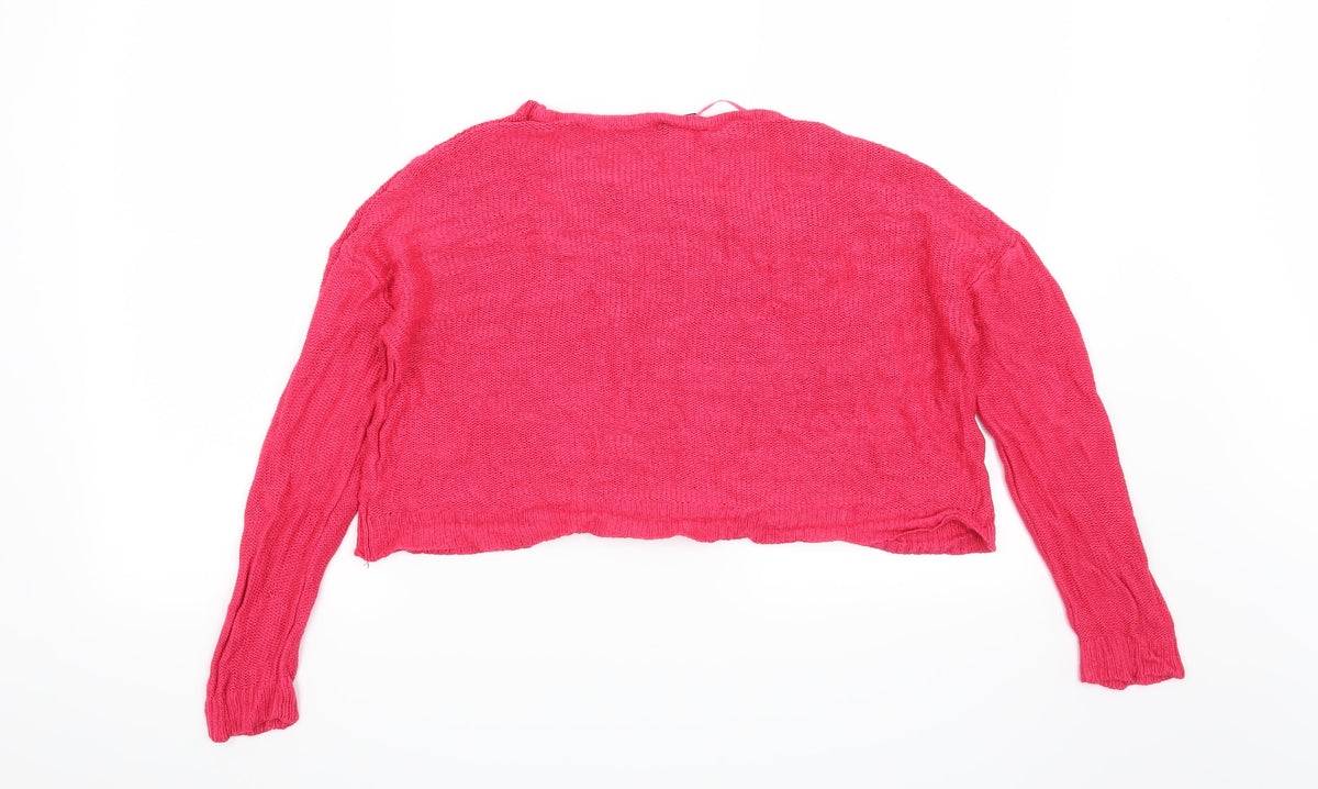Back view of H&M women’s pink jumper, size UK 6
