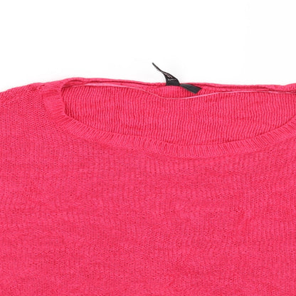 Close-up detail of H&M women’s pink jumper, size UK 6