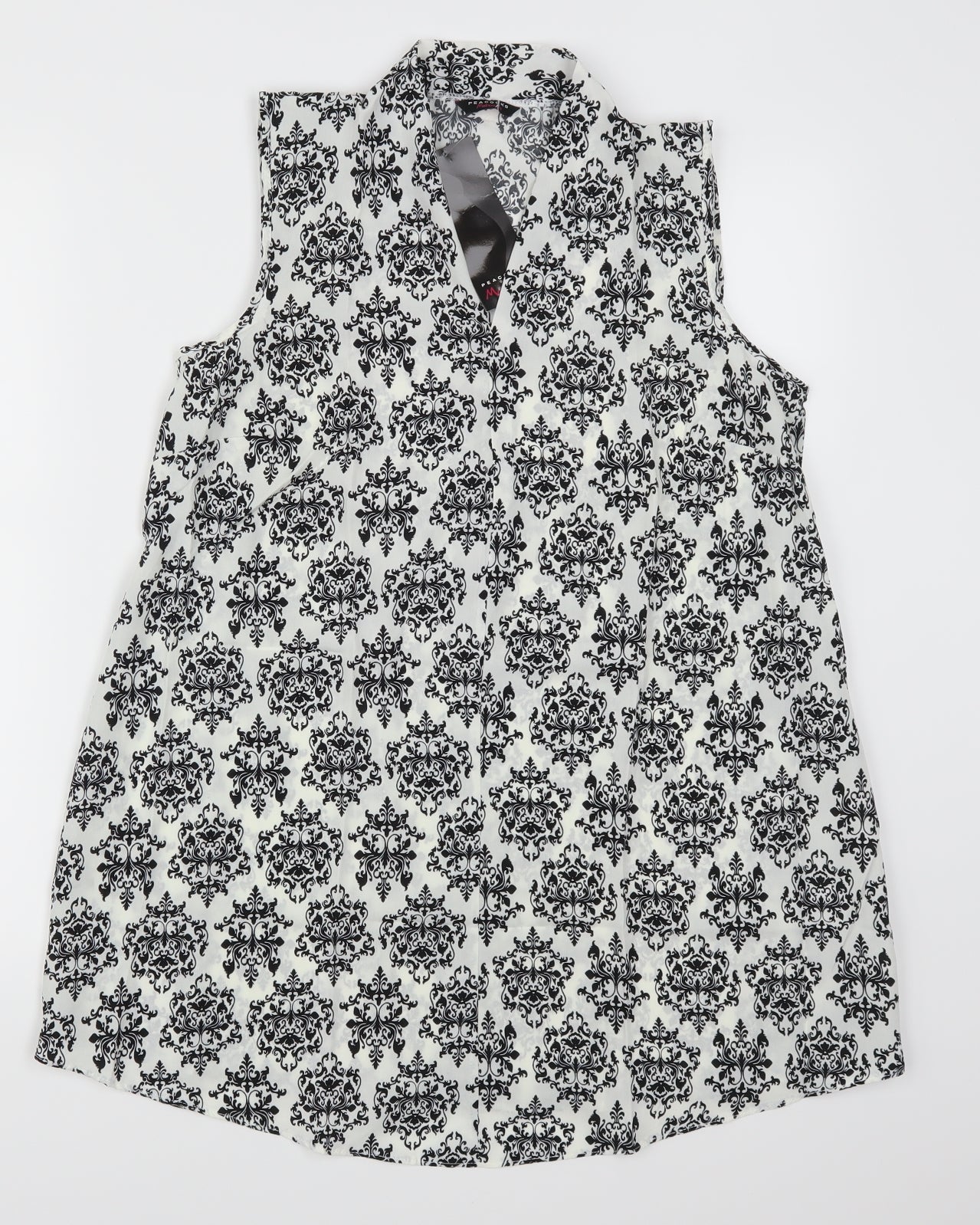 Peacocks Womens White Batik  Sheath  Size M