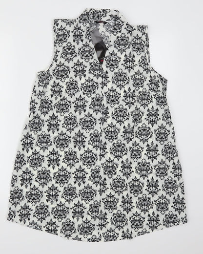 Peacocks Womens White Batik  Sheath  Size M