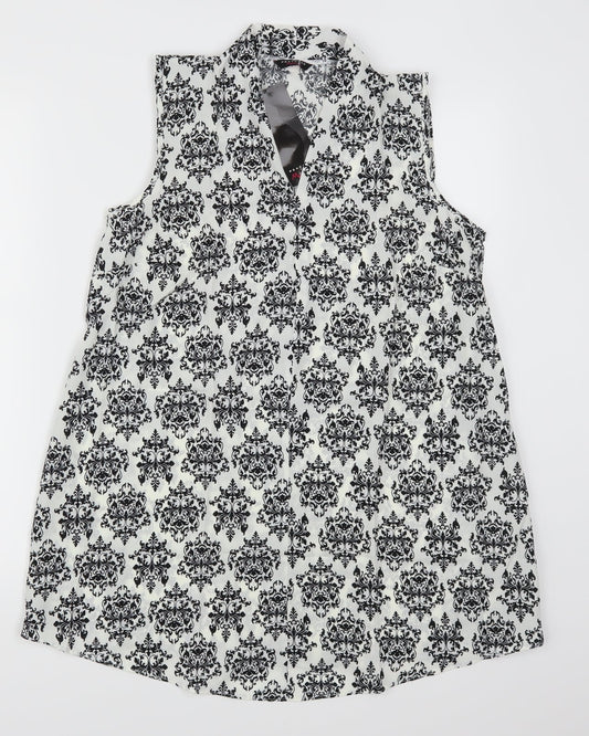 Peacocks Womens White Batik  Sheath  Size M