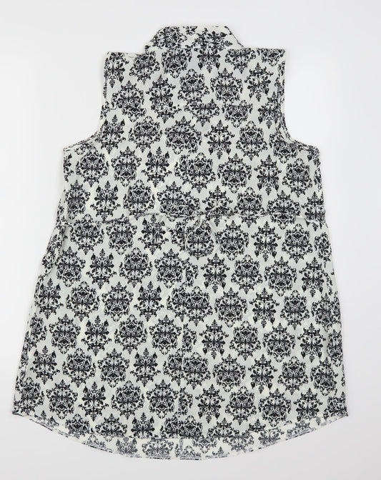 Peacocks Womens White Batik  Sheath  Size M