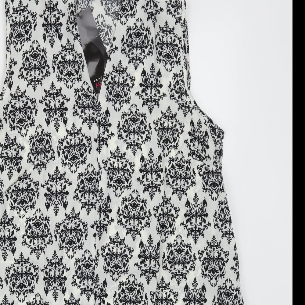 Peacocks Womens White Batik  Sheath  Size M