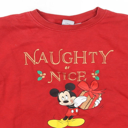 Primark Womens Red   Pullover Sweatshirt Size 10  - Naughty or Nice Mickey Mouse