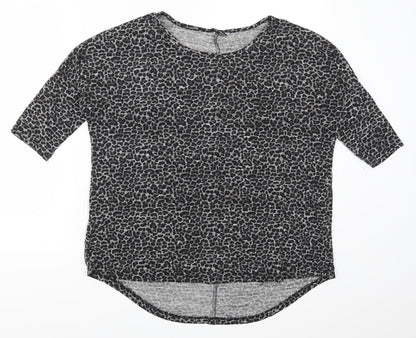 Select Womens Grey Animal Print  Basic T-Shirt Size 8