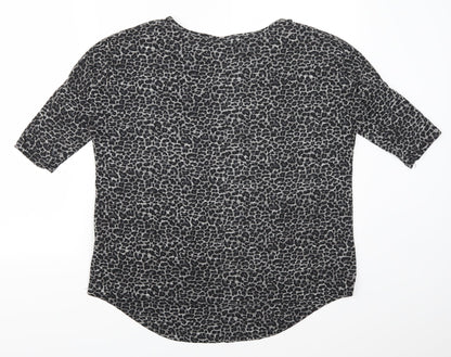 Select Womens Grey Animal Print  Basic T-Shirt Size 8