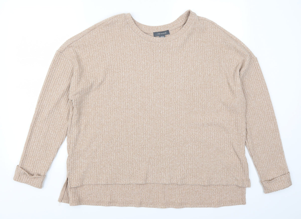 Additional front view of Primark women’s beige pullover sweatshirt, size UK 14