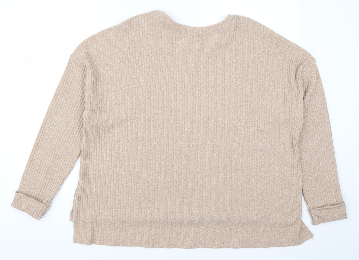 Back view of Primark women’s beige pullover sweatshirt, size UK 14