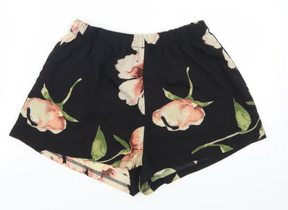 SheIn Womens Black Floral  Mom Shorts Size S