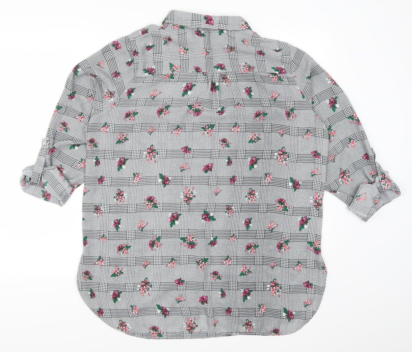 Primark Womens Grey Floral  Basic Button-Up Size 16