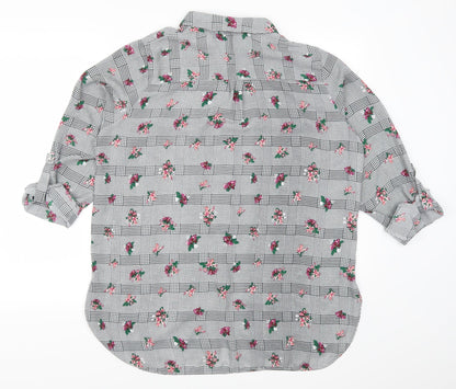 Primark Womens Grey Floral  Basic Button-Up Size 16