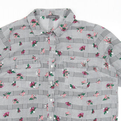 Primark Womens Grey Floral  Basic Button-Up Size 16