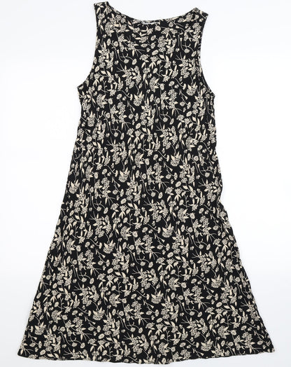 Preworn Womens Black Floral  Bodycon  Size 14