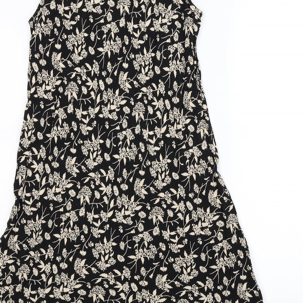 Preworn Womens Black Floral  Bodycon  Size 14