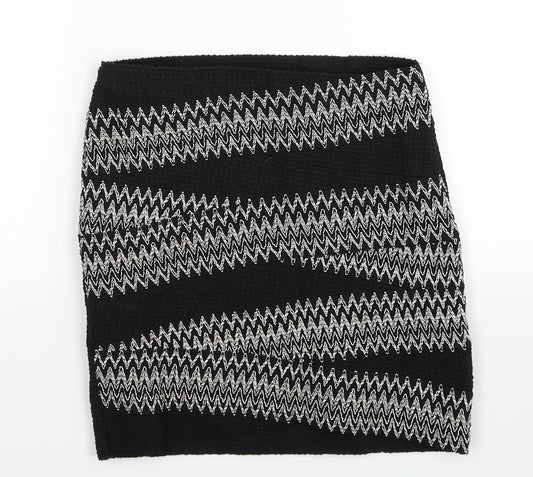 H&M Womens Black Geometric  Mini Skirt Size S