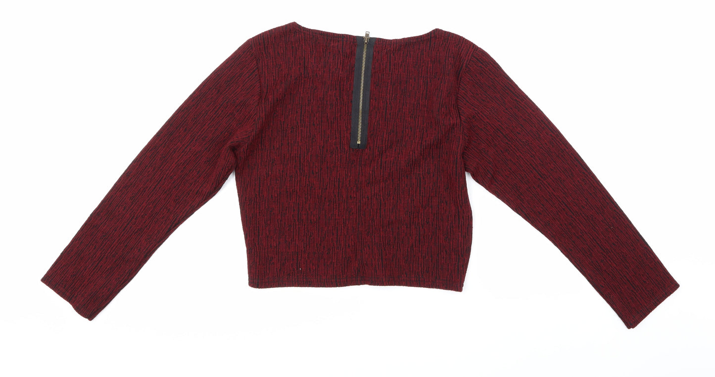 Womens UK Size L Sparkle & Fade Red Basic T-Shirt