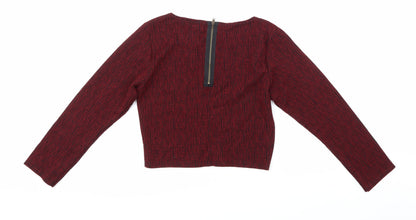 Womens UK Size L Sparkle & Fade Red Basic T-Shirt