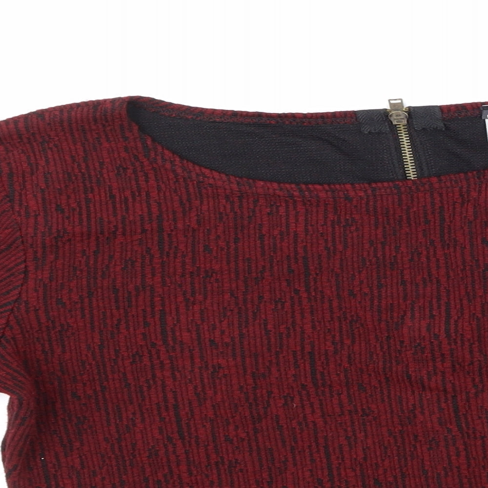 Womens UK Size L Sparkle & Fade Red Basic T-Shirt