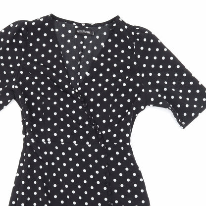 Pretty Little Thing Womens Black Polka Dot  A-Line  Size 2
